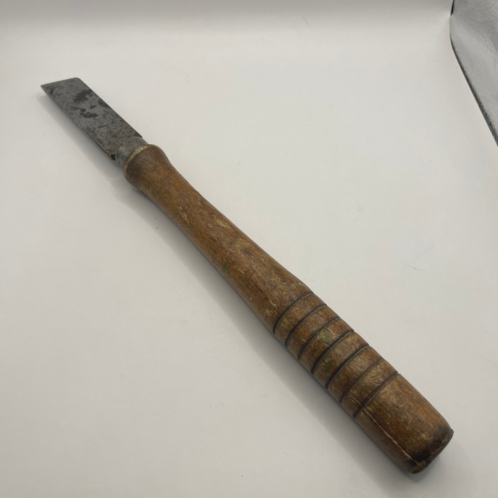 Vintage Craftsman Wood Lathe Chisel 1 Inch Steel Blade Ribbed Wood Handle 13.5"